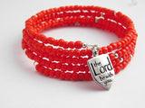 Christian Bracelet Jewelry Earrings Charm Red Silver Beaded