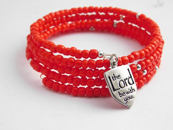 Christian Bracelet Jewelry Earrings Charm Red Silver Beaded