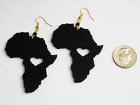 African Earrings Heart Jewelry Black Wooden Women