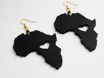 African Earrings Heart Jewelry Black Wooden Women