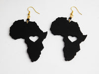 African Earrings Heart Jewelry Black Wooden Women