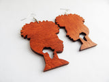 African Earrings Wood Afro Silhouette Earrings African Jewelry Wooden Ethnic