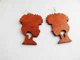 African Earrings Wood Afro Silhouette Earrings African Jewelry Wooden Ethnic