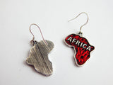 Africa Earrings Silver Jewelry Red African Ethnic Afrocentric