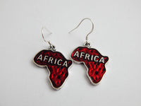 Africa Earrings Silver Jewelry Red African Ethnic Afrocentric