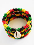 African Bracelet Wood Beaded Adjustable Women Kwanzaa Christmas