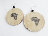 Africa Earrings Ethnic Wood Afrocentric Fabric Jewelry Black Owned