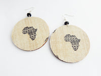 Africa Earrings Ethnic Wood Afrocentric Fabric Jewelry Black Owned