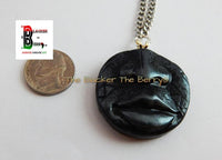 African Necklace Jewelry Tribal Pendant Face Chain Antique Silver Lips Nose Handmade Men Women