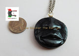African Necklace Jewelry Tribal Pendant Face Chain Antique Silver Lips Nose Handmade Men Women