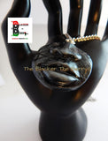 African Necklace Jewelry Tribal Pendant Face Chain Antique Silver Lips Nose Handmade Men Women