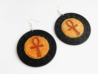 Ankh Earrings Wooden Hand Painted Jewelry Gift Ideas for Her Handmade