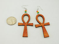 Ankh Earrings Wooden Beaded Jewelry Women Dangle African Black Owned