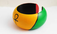 Ankh Bracelet Rasta Bangle Leather Earrings Jewelry Set