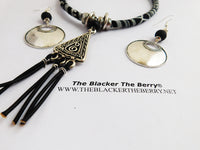 Tribal Jewelry Set Black White Necklaces Silver Women