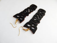 Blessed Earrings Wooden Jewelry Back Gold Handmade