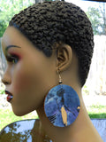 African Earrings Lady Earrings Jewelry  Afrocentric Ethnic Blue Gold Ankara Black Owned Shop
