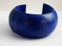 Goddess Earrings Blue Bangle Wooden Bracelets Silver Jewelry Set