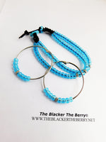 Summer Blue Anklet Beaded Jewelry Set Earrings