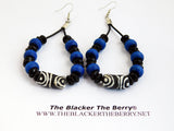 Leather Earrings African Beaded Blue Black Jewelry