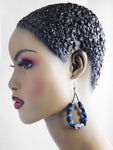 Leather Earrings African Beaded Blue Black Jewelry