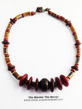 Burgundy Necklace Beaded Ethnic Jewelry Dark Red Copal