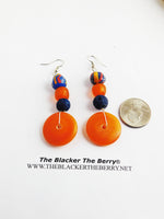 African Earrings Orange Blue Ethnic Women Jewelry
