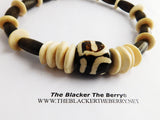 African Choker Necklaces Wooden Ethnic Beads Cream Brown