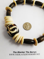 African Choker Necklaces Wooden Ethnic Beads Cream Brown