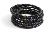 Christian Jewelry Set Black Bracelet Cross Earrings Gift Ideas for Her