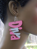 Diva Earrings Ethnic Wooden Pink Silver Gift Ideas for Her Women Jewelry