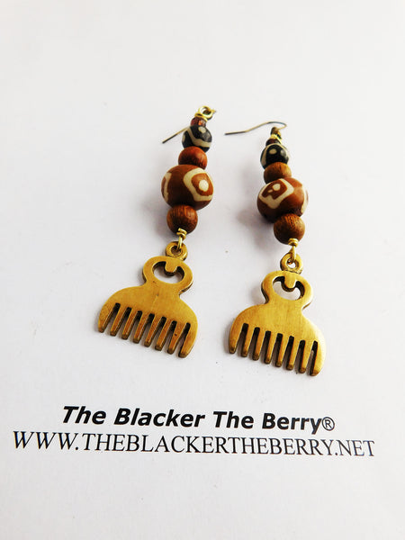 African Duafe Earrings Adinkra Beaded Ethnic Jewelry