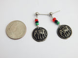 Elephant Earrings Post Dangle RBG Pan African Small Pewter
