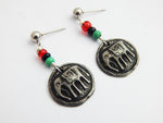 Elephant Earrings Post Dangle RBG Pan African Small Pewter