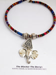 Tribal Elephant Necklace Silver Fabric Jewelry Women
