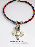 Tribal Elephant Necklace Silver Fabric Jewelry Women
