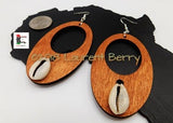 Wooden Earrings Oval Cowrie Jewelry  The Blacker The Berry
