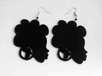 Afro Earrings African Wooden Jewelry Black Woman Afrocentric Handmade Ethnic Wood