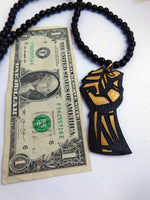 Black Power Fist Necklace Men Beaded Black Gold Ethnic Jewelry