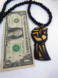 Black Power Fist Necklace Men Beaded Black Gold Ethnic Jewelry