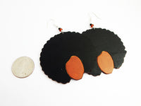 Afro Earrings Wooden Jewelry Ethnic Natural Hair Black Art Silhouette