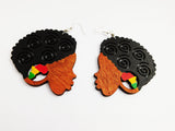 African Earrings Woman Silhouette Wooden Jewelry Ethnic Afrocentric Rasta Gift Ideas for Her