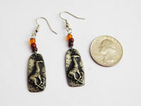 Giraffe Earrings Silver African Jewelry Beaded Pewter Handmade