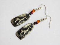 Giraffe Earrings Silver African Jewelry Beaded Pewter Handmade