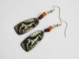 Giraffe Earrings Silver African Jewelry Beaded Pewter Handmade