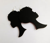 African Earrings Women Gold Afro Natural Hair Wooden Ethnic Jewelry Black Art