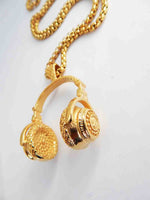 Gold Headphones Necklace Jewelry