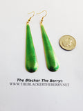 Green Earrings Drop Jewelry Long Women