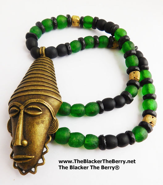 African Men Necklaces Beaded Jewelry Green Ethnic Large The Blacker The Berry®
