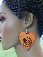 Gye Earrings Gye Nyame Jewelry Wooden Heart Handmade